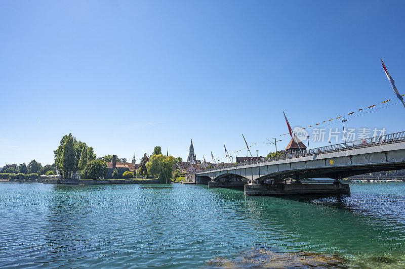 Alte Rheinbrücke in Konstanz on the shore of the Bodensee during summer